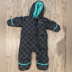 Columbia Black and Teal Baby Snowsuit Size 6-12 Months